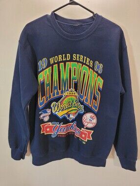 Vintage MLB New York Yankees 1996 World Series Navy Blue Crewneck - Size M
